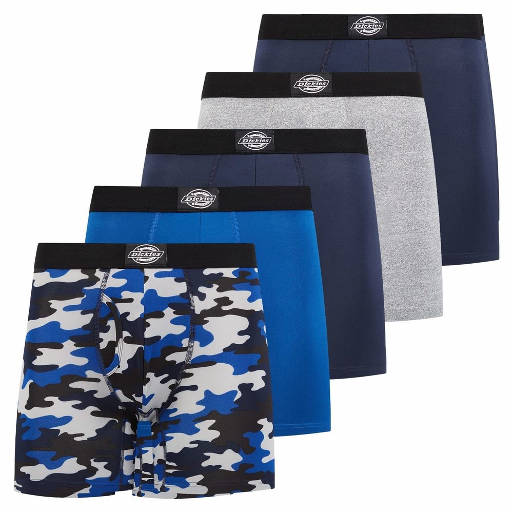 NEW Dickies 5 Pack Mens Boxer Briefs With Pouch, Moisture Wicking Performance Un